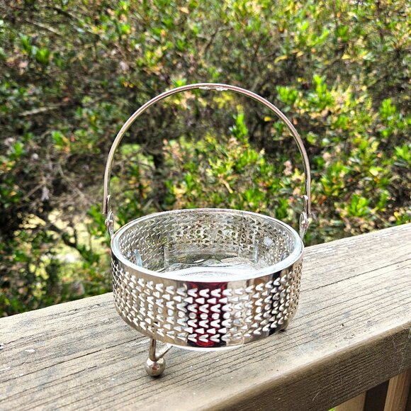 Vintage Arcoroc France Condiment Holder Glass And Metal - Picture 1 of 8